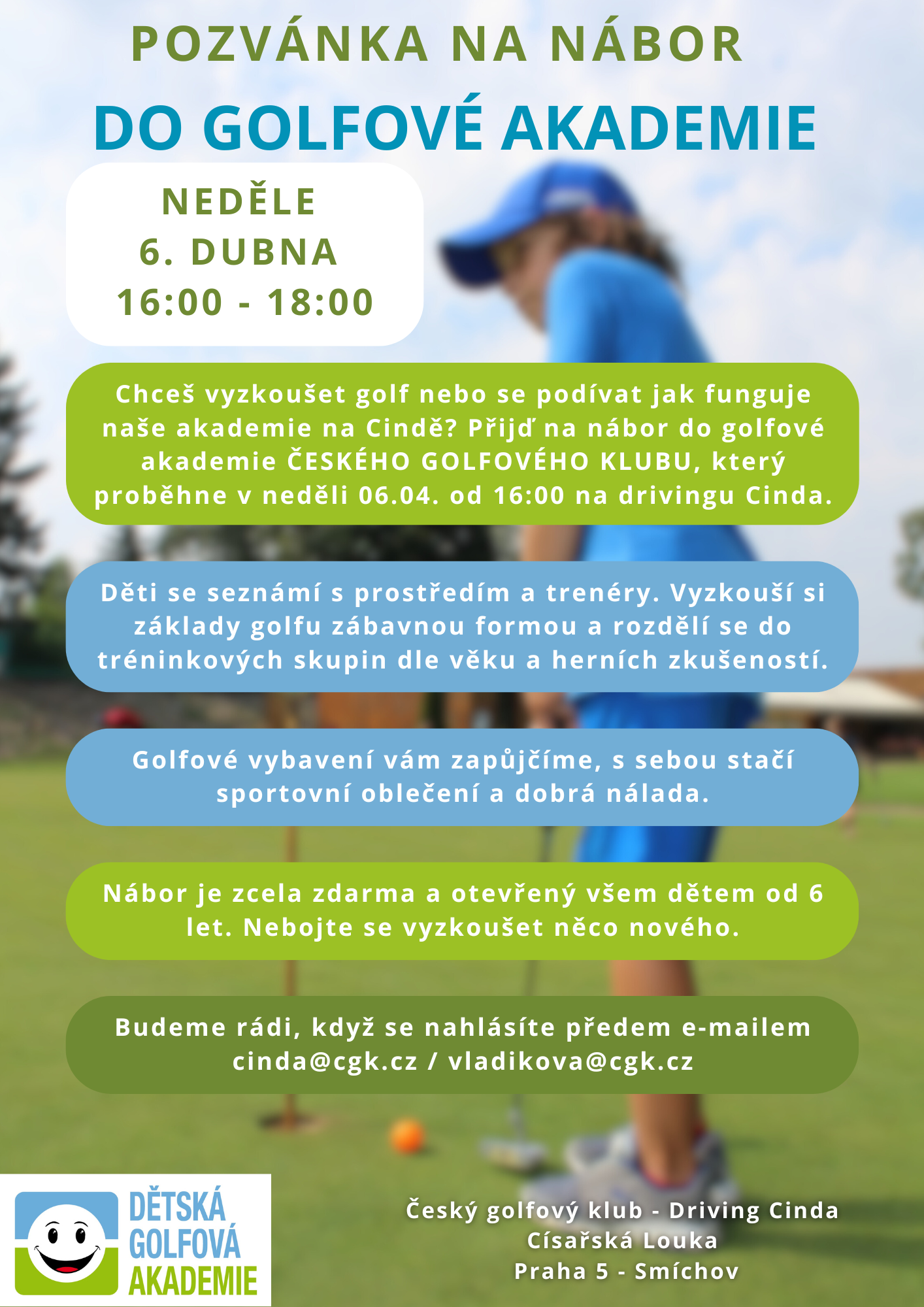 Nábor do dětské golfové akademie ČGK